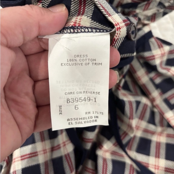 Plaid Navy and Red Little Girl Formal Dress - Picture 7 of 10